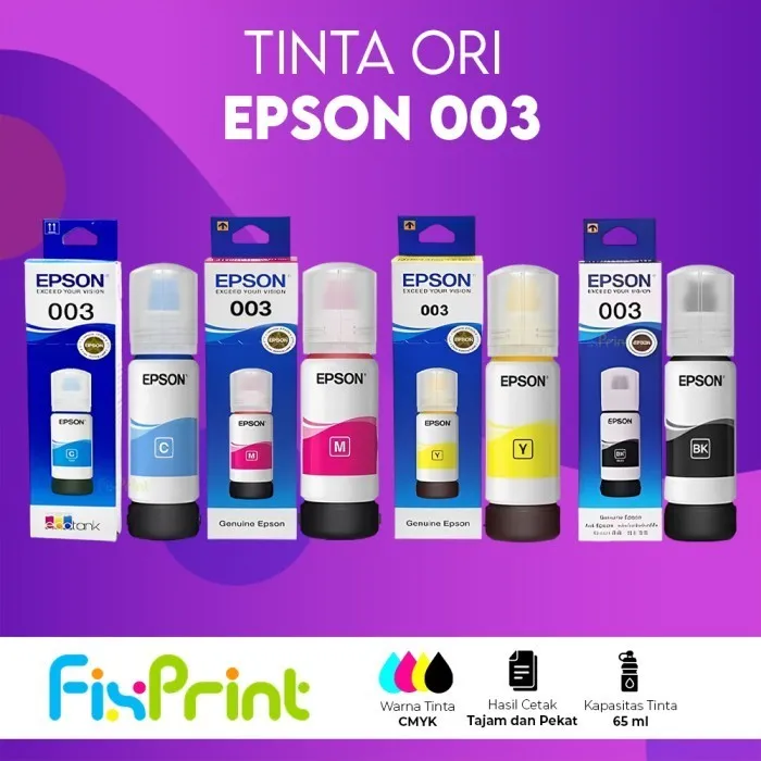 FixPrint Tinta Printer Epson Original 003 664 001 774 005 008 673 Black Color Hitam Warna Cyan Magenta Yellow T664
