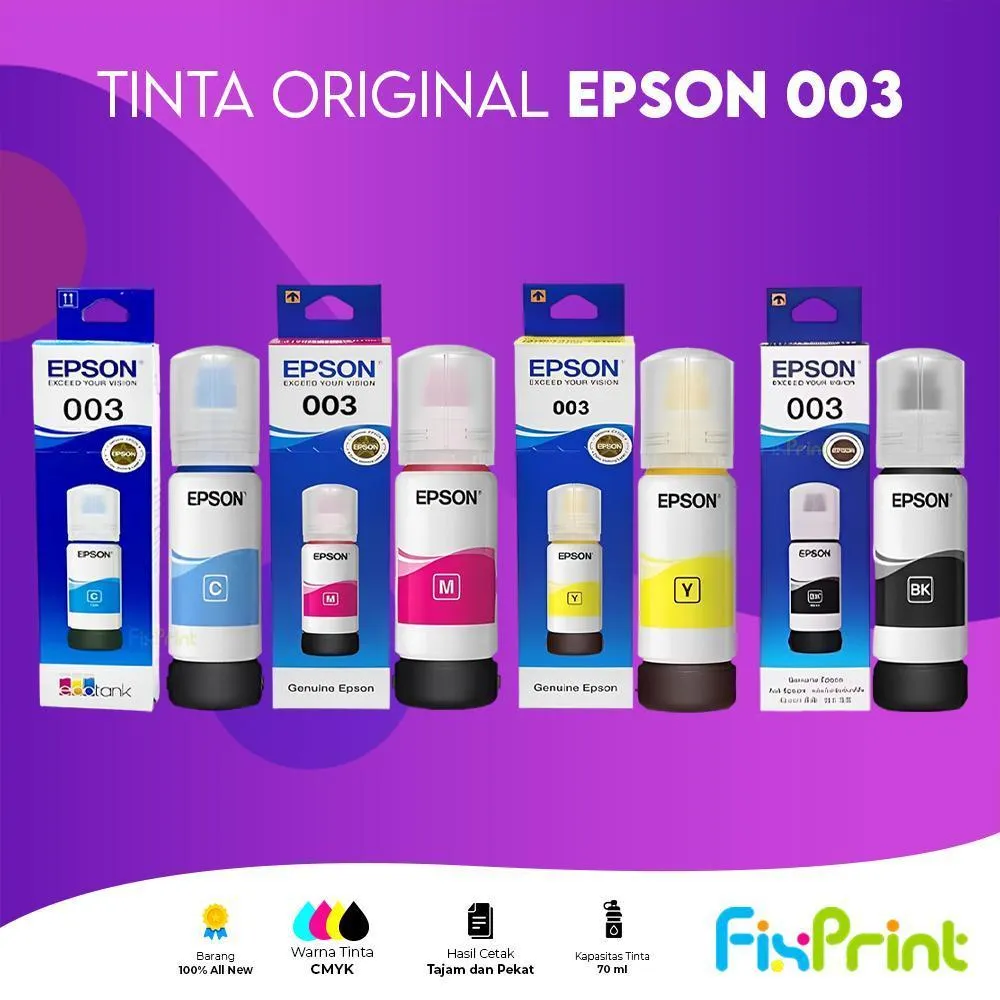 FixPrint Tinta Original Epson 003 Printer L1110 L3110 L3116 L3156 L1210 L3210