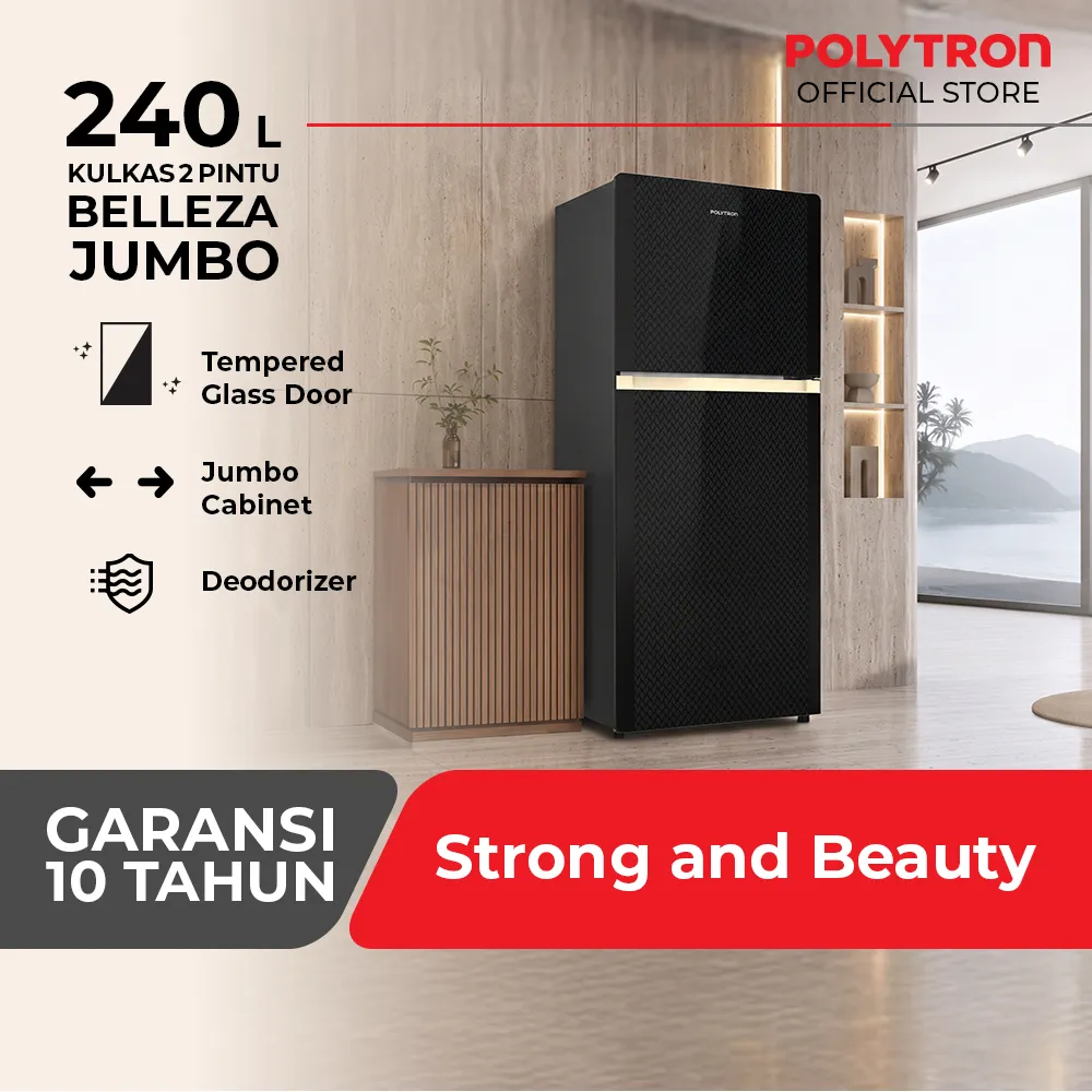 POLYTRON Kulkas 2 Pintu Belleza Jumbo 240 Liter PRW 25MNX