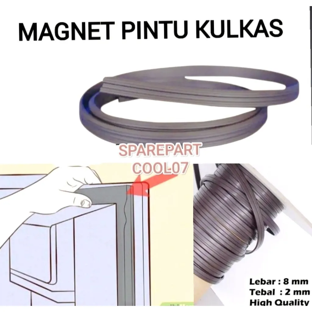 MAGNET KARET PINTU KULKAS Magnet Karet Kasa Nyamuk Maknet Pintu Kulkas UNIVERSAL MULTI (JUAL PER 1 METER)