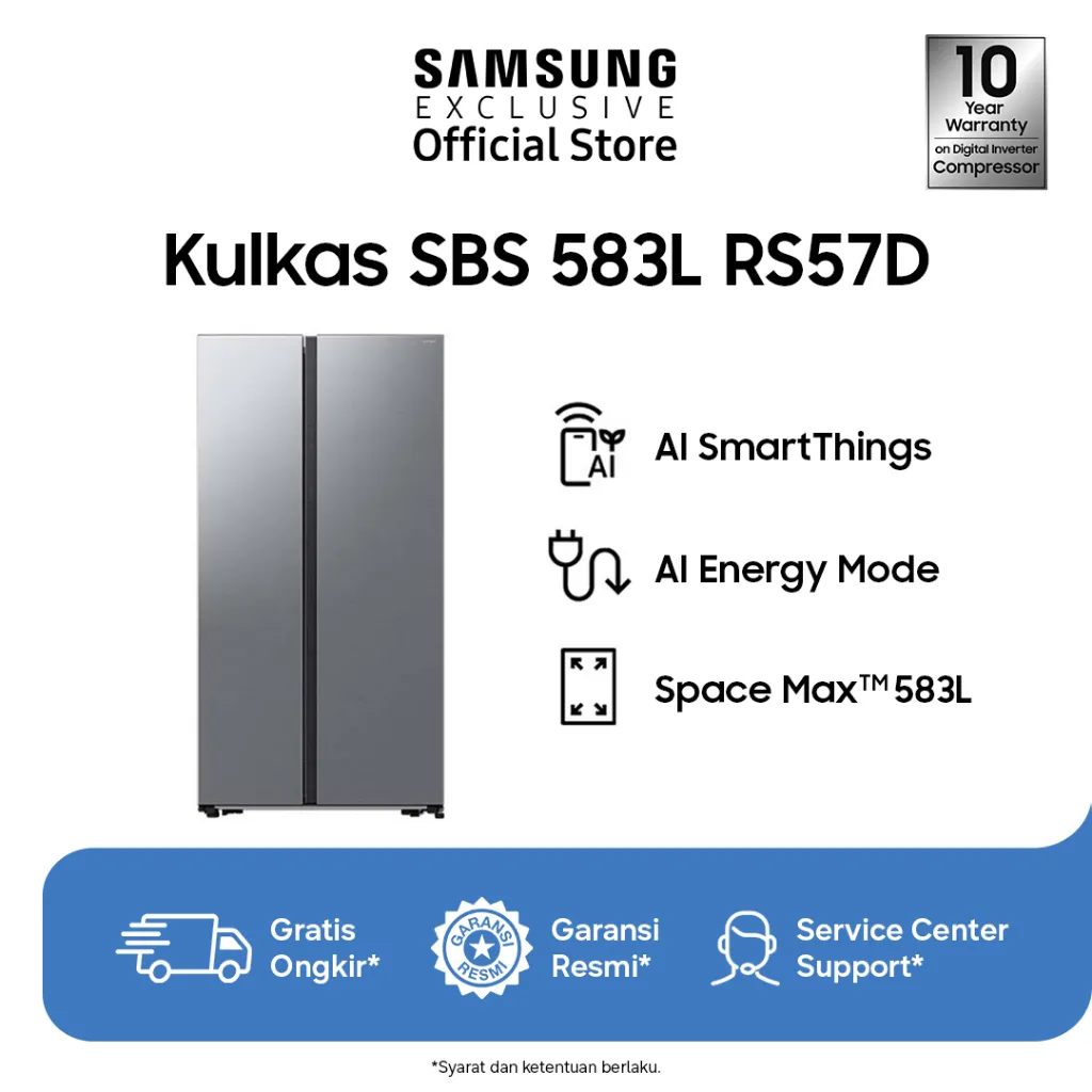 Samsung Kulkas Side 603L | SmartThings AI Energy Mode | SpaceMax™ | RS57DG4000M9SE