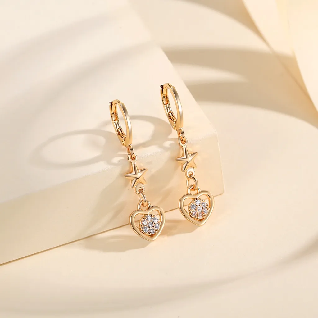 Lanmi Jewelry Korea Wanita Hati Anting Emas Disepuh Titanium Stainless Steel Fashion Aksesoris Anting Murah Y515