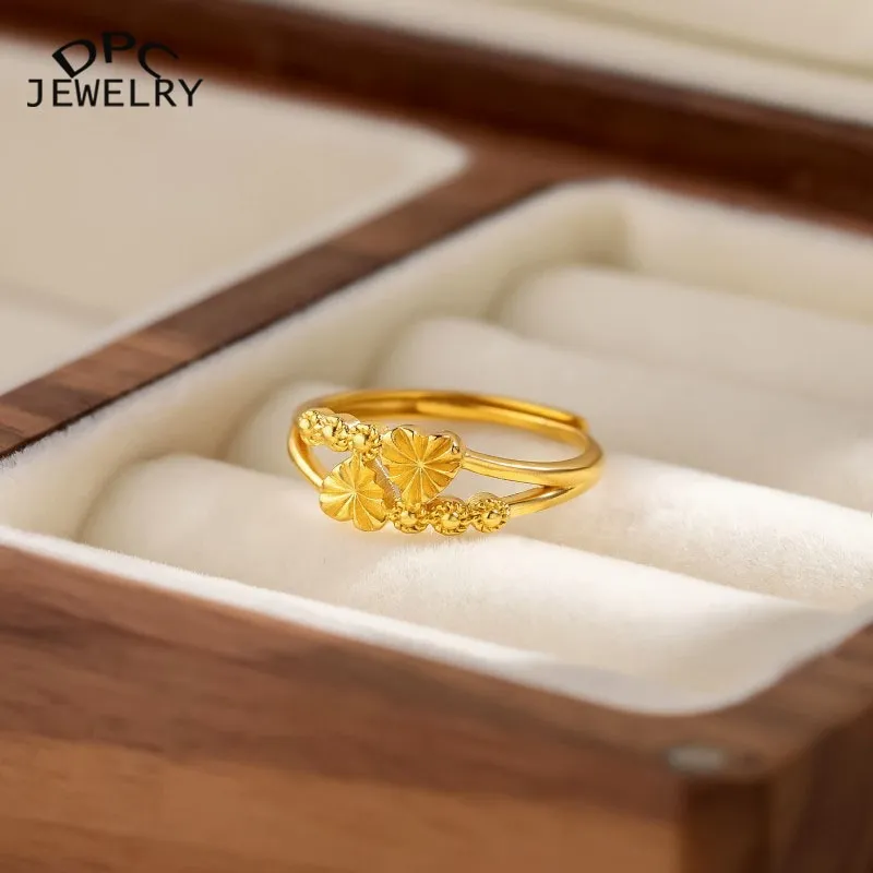 DPC •Jewelry Cincin Daun Berlapis Emas Anti Luntur Stainless Steel  Wanita Dewasa Aksesoris Perhiasan Fashion Korean Style Elegan Simple Mewah