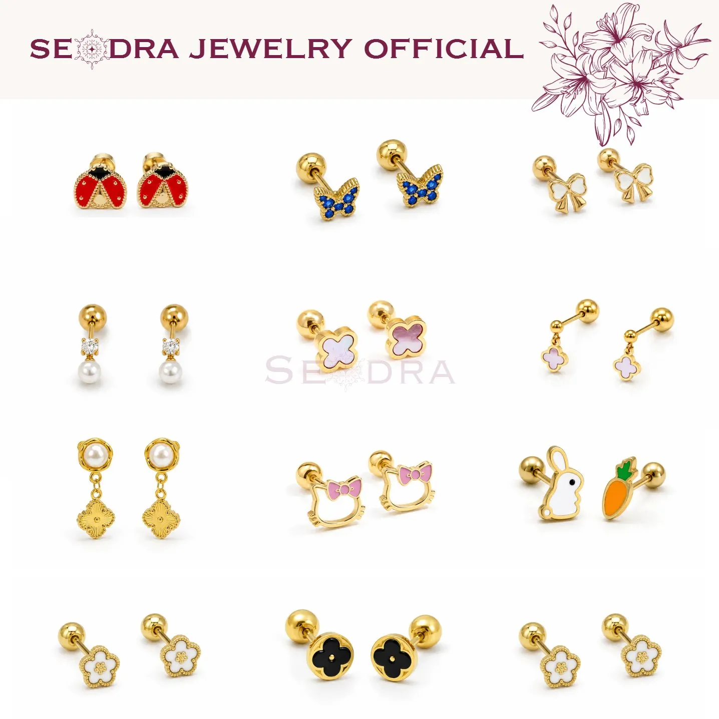 SEODRA • Small Earings Anting Tindik Anak Dewasa Bahan Titanium Stainless Steel Lapis Emas Anti Karat dan Anti Hitam • ( HARGA SEPASANG ) Anting Baut Anak Piercing • Perhiasan Anting Wanita Anti Hitam Anti Karat Aesthetic Mewah Elegan Aesthetic