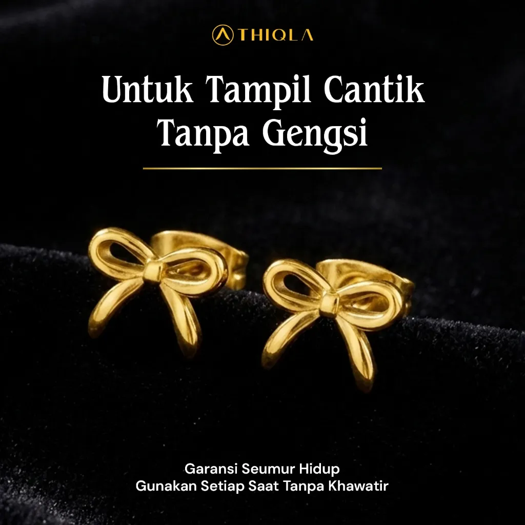 THIQLA - Anting Korean Style Farrah - Anting Wanita Dilapisi Lapisan Emas Asli - Garansi SEUMUR HIDUP Anting Anti Karat, Anti Hitam - Aksesoris Perhiasan Stainless Steel 316L: Bahan Hypoallergenic - Bukan Anting Titanium