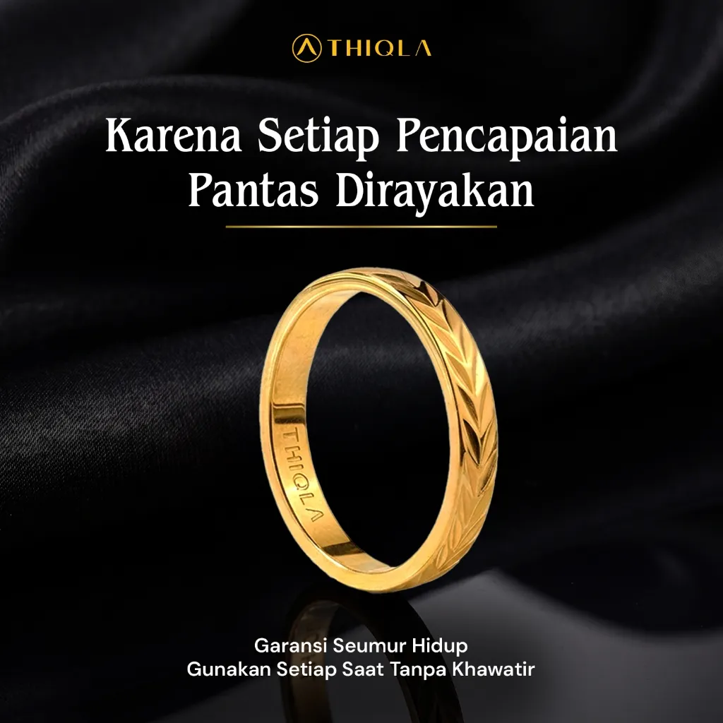 THIQLA - Cincin Aesthetic Naila - Cincin Wanita & Cincin Pria, Couple Dilapisi Lapisan Emas Asli  - Garansi SEUMUR HIDUP Cincin Anti Karat, Anti Hitam - Aksesoris Perhiasan Stainless Steel 316L: Bahan Hypoallergenic - Bukan Cincin Titanium
