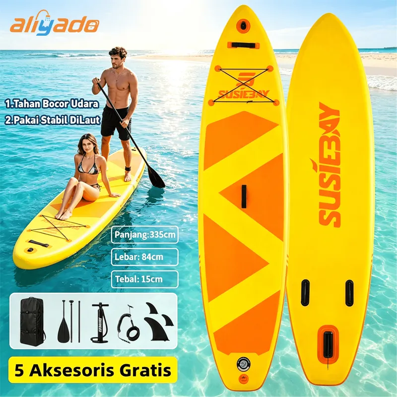 SUSIEBAY Papan SUP Tiup 335x84x15cm Anti Bocor Udara Portable 5 Aksesoris Gratis COD Cicilan 0% Olahraga Pantai Pemula Keluarga Nama