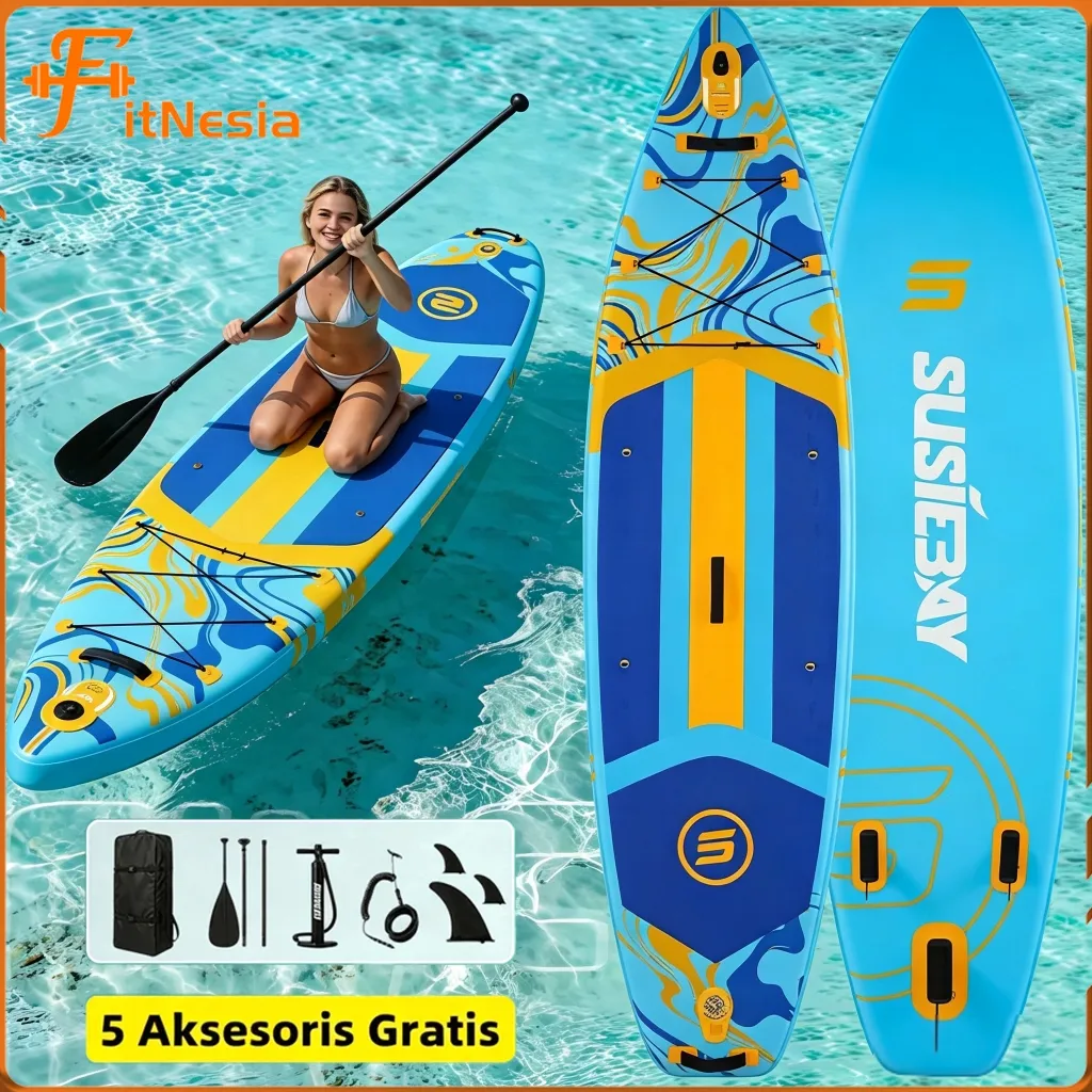 Papan Dayung SUP Stand Up Paddle Board Inflatable Surfboard Papan Selancar Model Terbaru Portable Travel Olahraga Air Bonus Pompa Angin Stok Siap Kirim