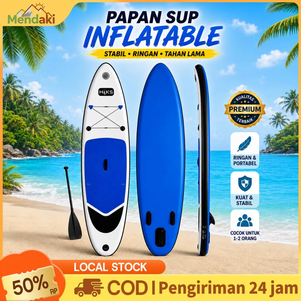 Mendaki Papan selancar dewasa, papan dayung berdiri (stand up paddle board), papan selancar, panjang 3,2 meter, kapasitas 140 kg, cocok untuk penggunaan di laut, anti selip, anti tenggelam, portabel