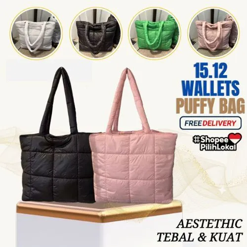 Totebag Wanita Puffy Tebal Totebag Sekolah Aestethic Totebag Besar Muat Laptop - 15.12 Wallets
