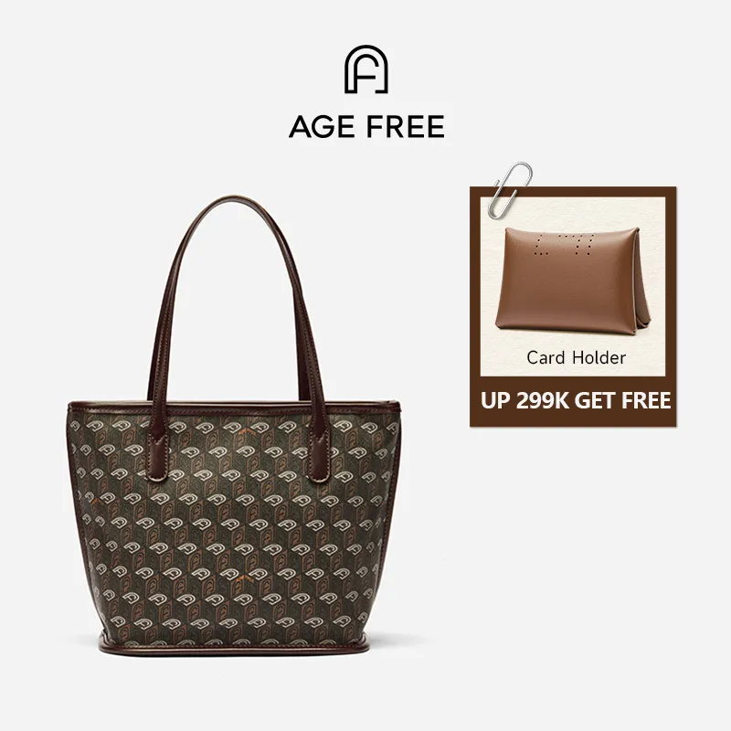 AGE FREE Mini Tote Bag Tas Wanita Tas Selempang Wanita Tas Tote Motif Klasik Retro
