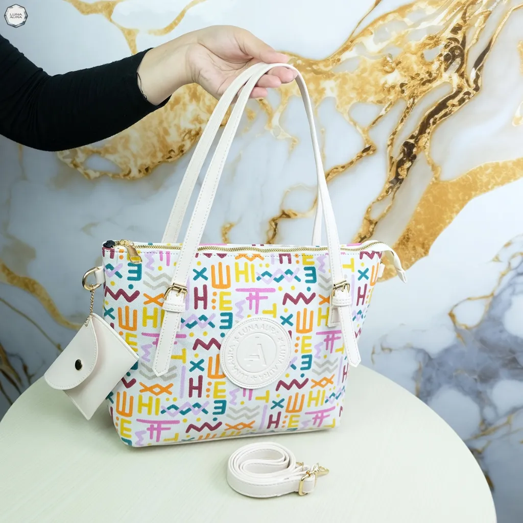 LUNA AURA ToteBag Wanita Erika Motif MJ 3701 Tote Bag Kuliah Tas Kerja Tas Kapasitas Besar