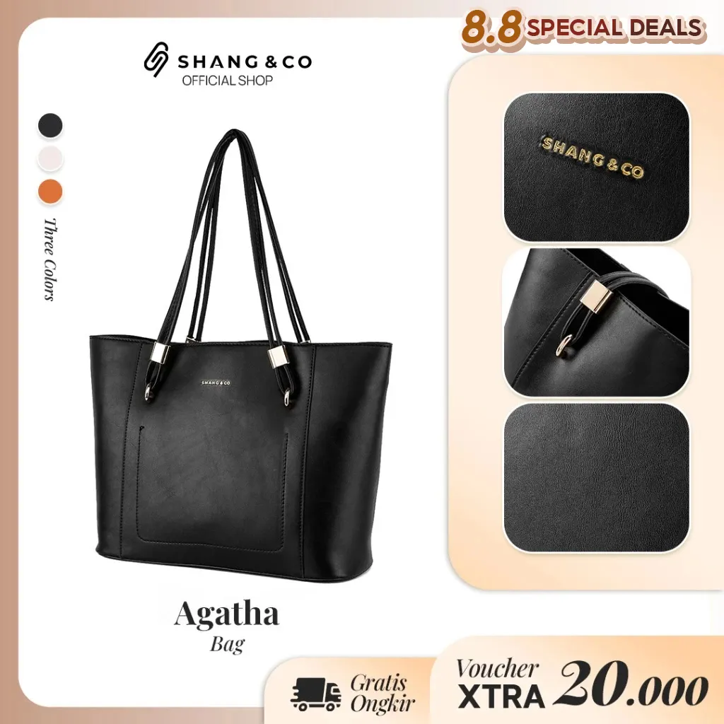 [SPECIAL PRICE] SHANGNCO Tas Wanita Agatha Totebag Tas Kantor Shoulder Bag Wanita Resleting Kekinian Berkualitas
