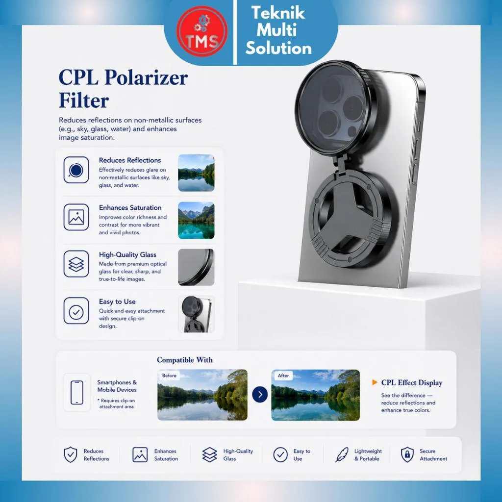 CPL Polarizer Filter Portable Polarasi Anti Refleksi Cahaya Magsafe 52mm Smartphone Camera Circular