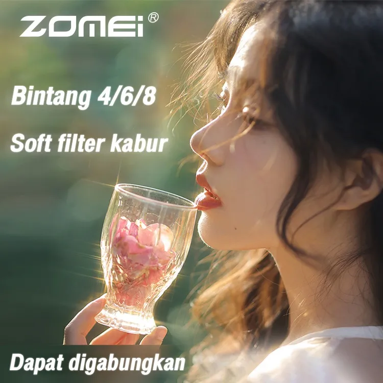 ZOMEI Soft Filter& 4/6/8 Star Filter Bintang untuk Lensa Kamera Digital 40.5mm 49mm 52mm 55mm 58mm 62mm 67mm 72mm 77mm 82mm Starburst Filter Bintang CPL ND Filters Soft Focus Filters