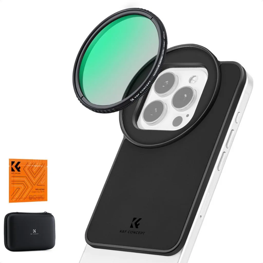 K&F Concept Magnetic Lens Filter Mount Adapter with 67mm CPL Filter for iPhone - Phone Filter