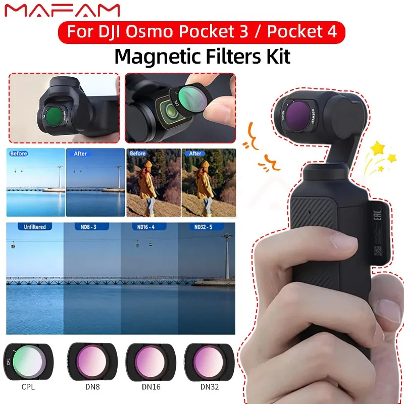 DJI Osmo Pocket 4 Concept Magnetic Variable Filter ND2-32 + CPL for DJI Osmo Pocket 3 Neutral Density Filter