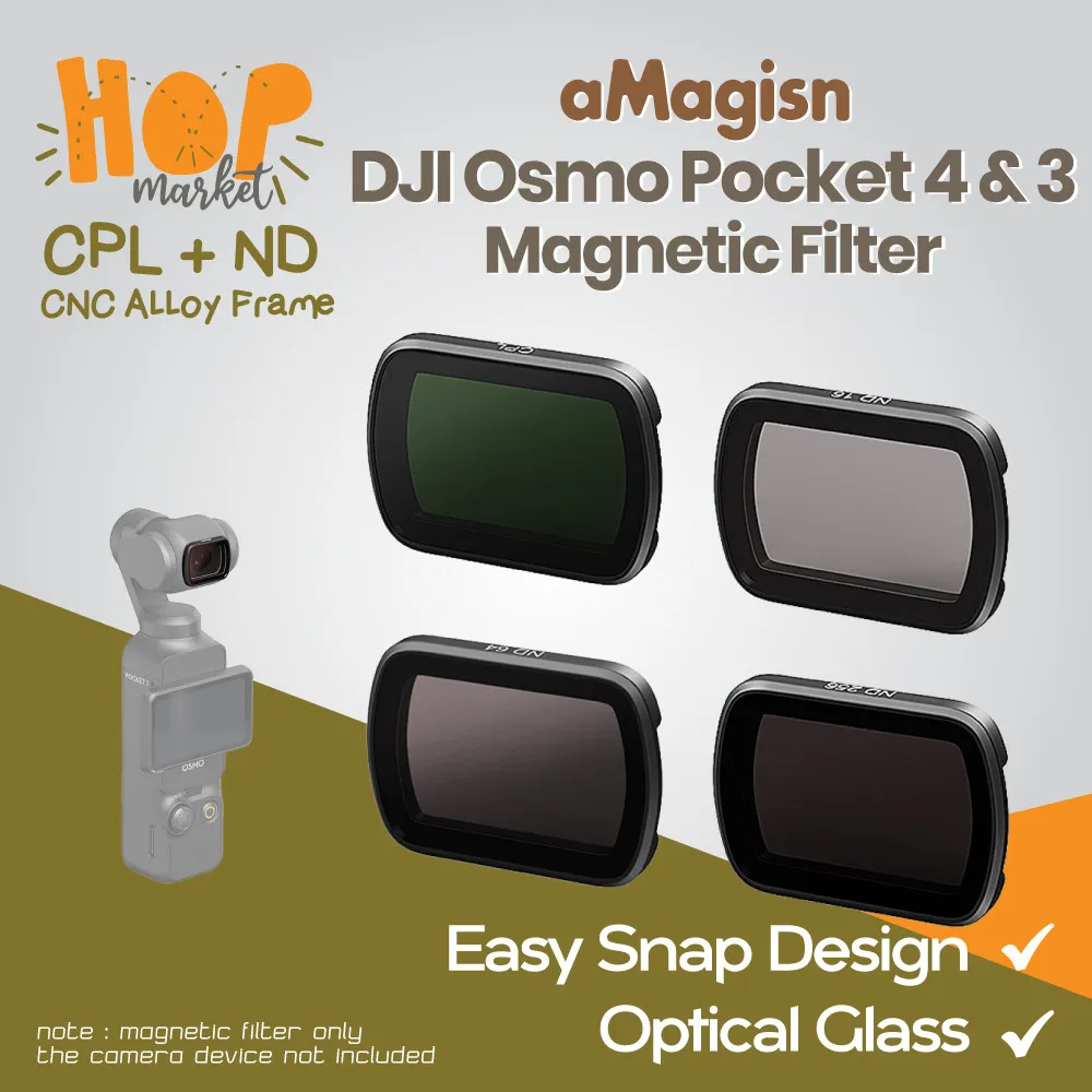 aMagisn Lens Filter CPL ND for Pocket 4 / 3 Lensa Combo CPL dan ND16 ND64 ND256 untuk Content Creator DJI OSMO POCKET3 POCKET4