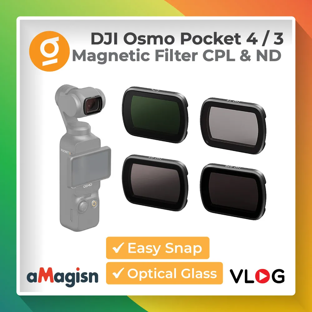 aMagisn Lens Filter CPL ND for Pocket 4 / 3 Lensa Combo CPL dan ND16 ND64 ND256 untuk Content Creator DJI OSMO POCKET3 POCKET4