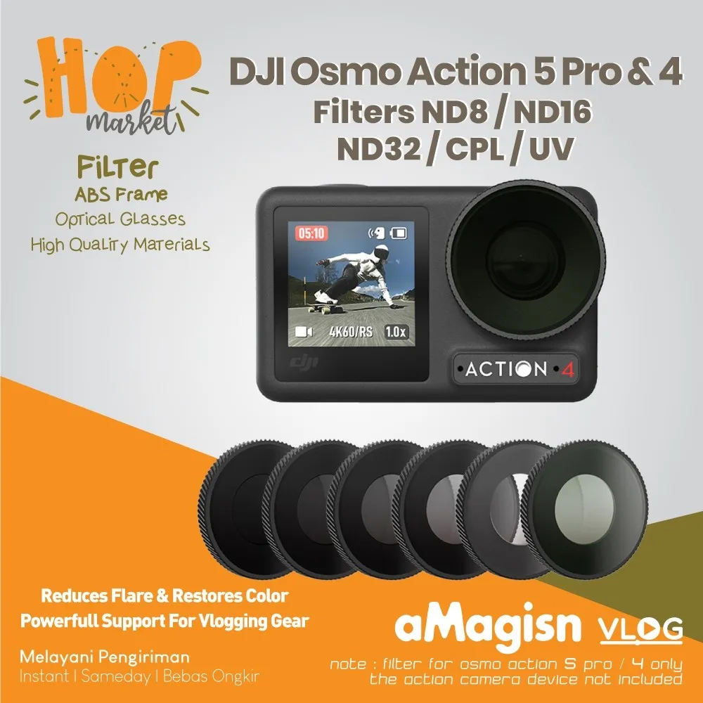 aMagisn Lens UV CPL for DJI Action 5 Pro / 4 Filter ND Lensa Combo CPL dan ND8 ND16 ND32 Camera OSMO ACTION5 PRO ACTION4