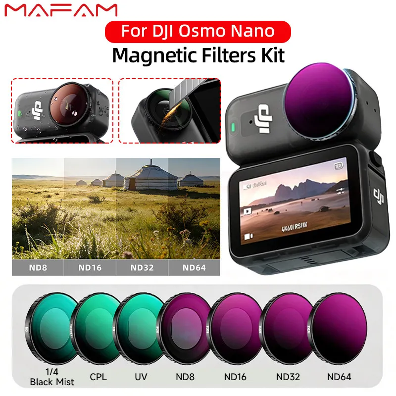 DJI Osmo Nano Filter Set ND8 ND16 ND32 CPL UV Black Mist Multi-coated HD Optical Glass Twist Lock Lens Protector for Action Camera Accessories