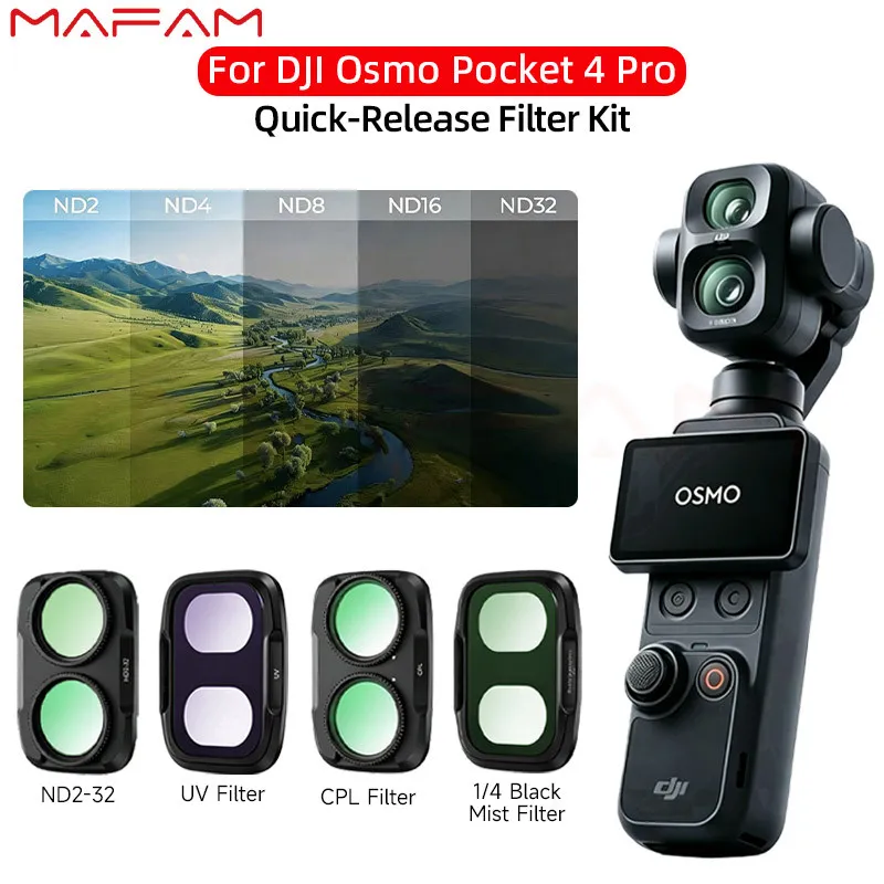 For DJI Osmo Pocket 4 Pro Filter Kit CPL + 1/4 Black Mist + Adjustable ND2-32 Lens Filter Set Vlog Camera Accessories