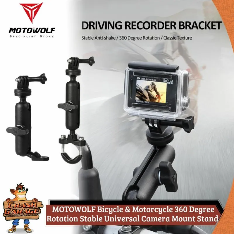 MOTOWOLF Mounting GoPro Motor Stang Spion Mounting Action Cam Motor Stang Breket Gopro Dudukan Gopro di Motor