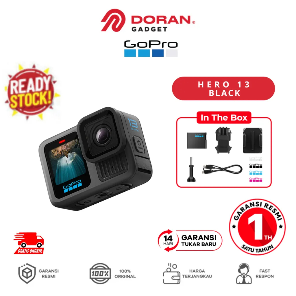 GoPro Hero 13 Black / GoPro 13 (2024) 5.3K60 Video Resolution+GPS Tracker - Original Garansi Resmi