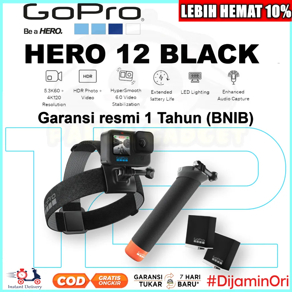 GoPro Hero 12 Black Action Camera Garansi resmi Waterproof Kamera Aksi Go Pro Hero12