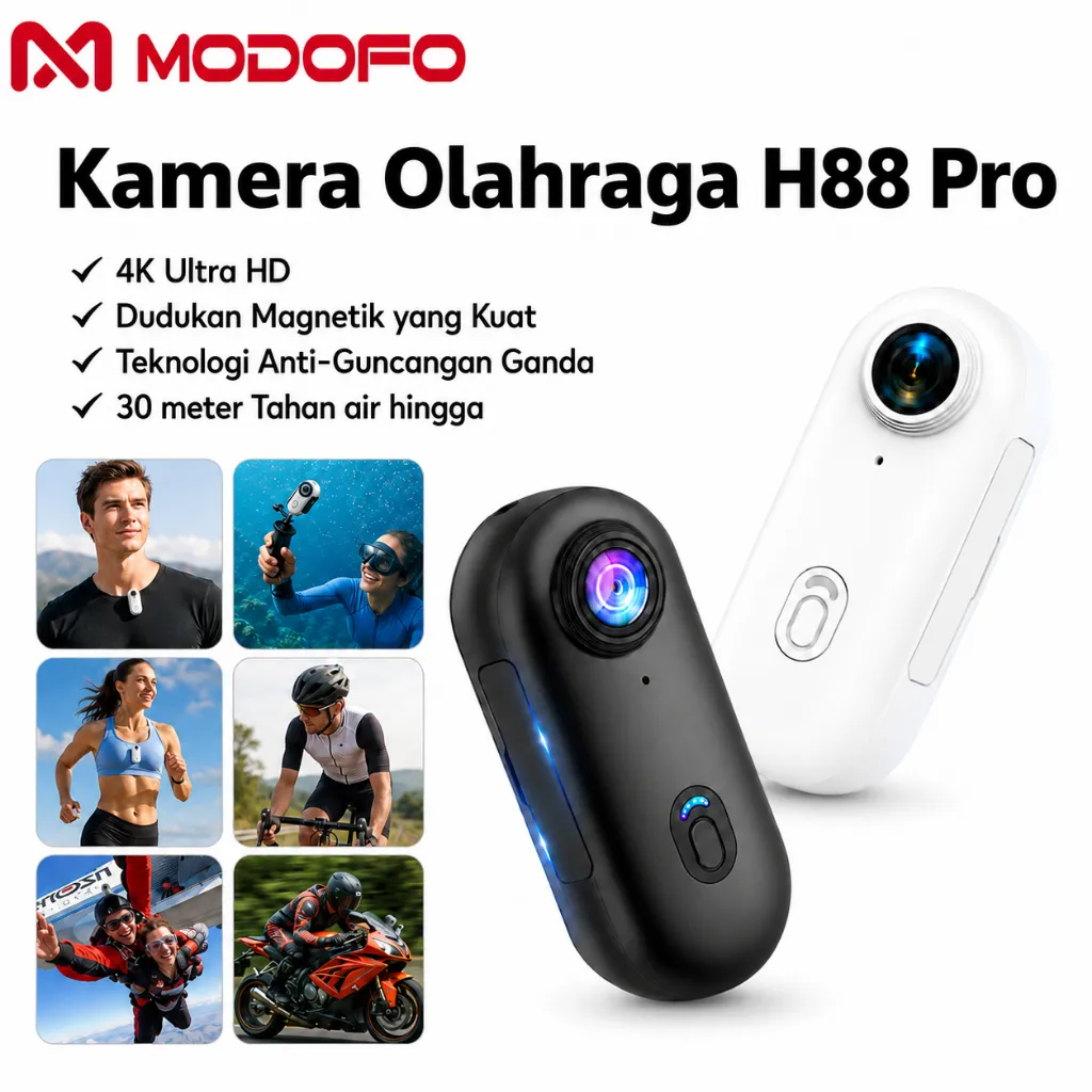 MODOFO Action Camera Jempol 4K Wifi Magnetik Waterproof 30M Anti Shake Guncangan Layar HD Perekam Olahr Video action cam