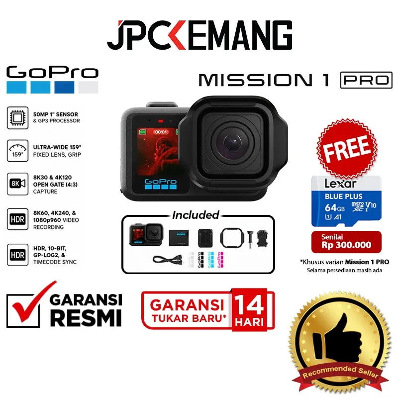 GOPRO MISSION 1 / MISSION 1 PRO / MISSION 1 PRO Grip Edition 8K Action Camera Go Pro MISSION1 Action Cam Garansi Resmi