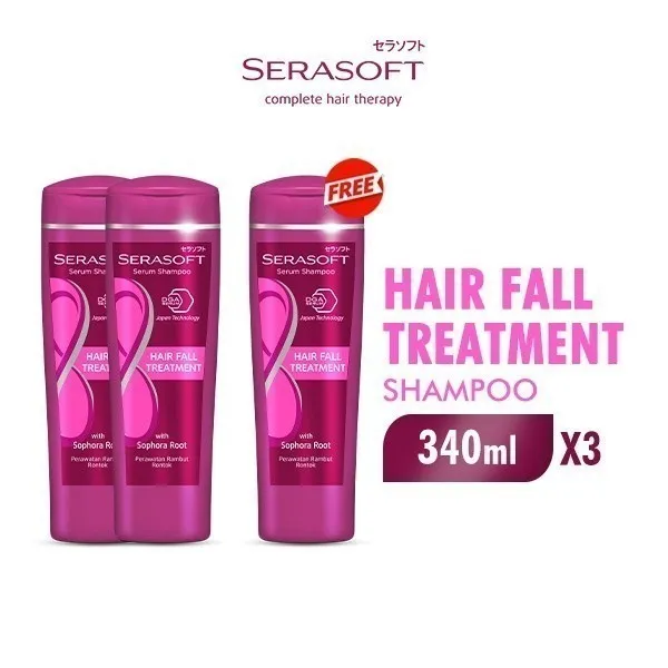 Serasoft Serum Shampoo Hair Fall Treatment Botol 340 ml x3