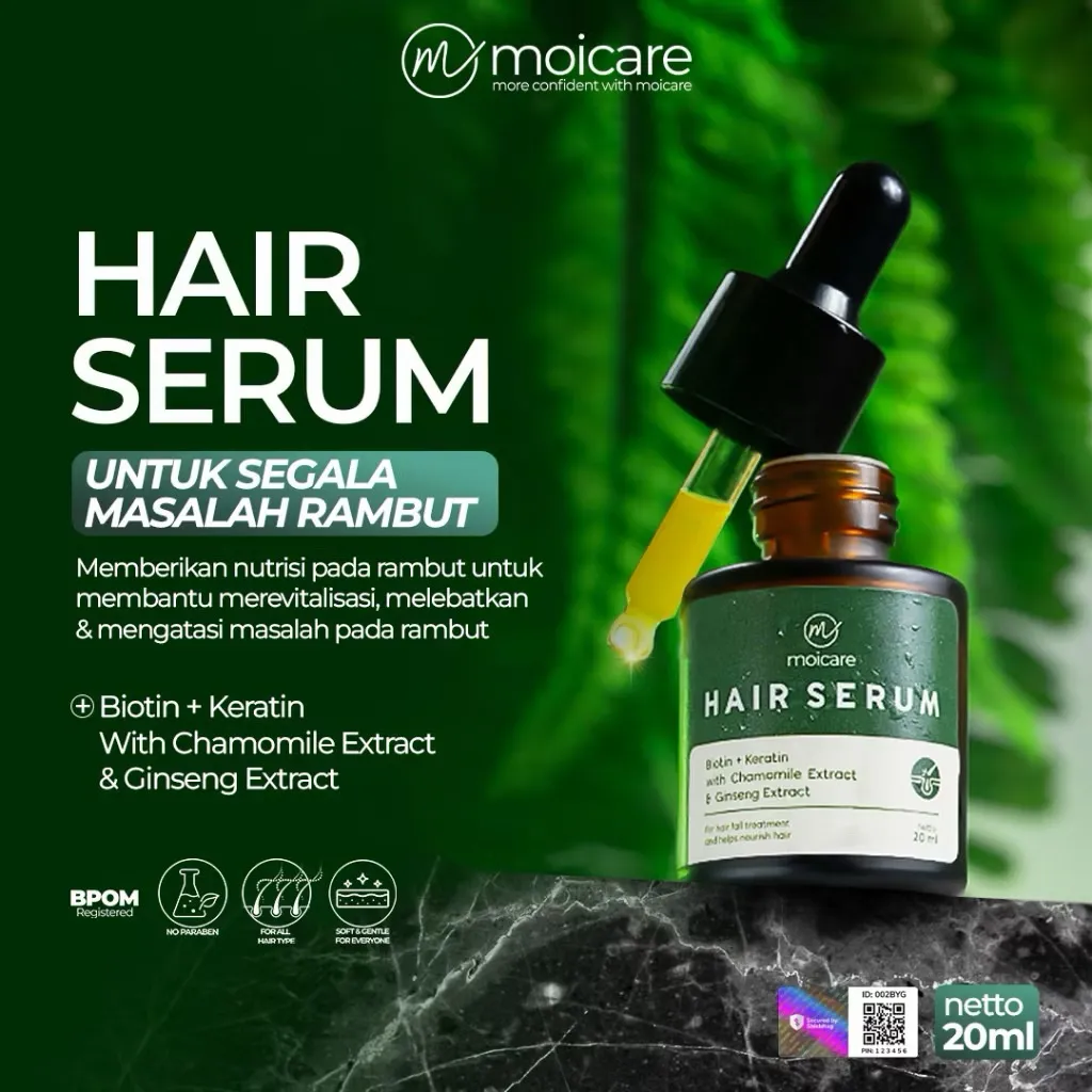 COD|Moicare Hair Serum - Anti Hair Fall Treatment With Biotin Keratin Ginseng Chammomile Extract Mengatasi Rambut Kering & Rontok Mengkilaukan Menyuburkan Menghaluskan Rambut | hair growth serum | serum rambut kering dan mengembang | serum rambut