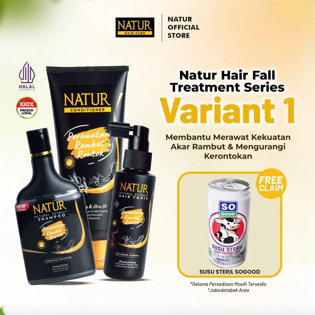 [SPECIAL LIVE] Natur Hair Fall Treatment Paket Ginseng Anti Rontok