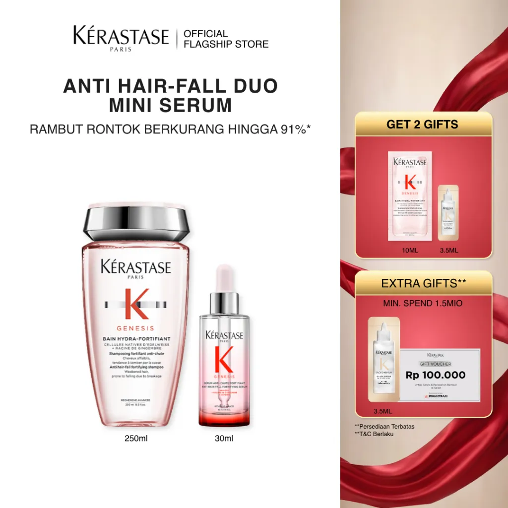 Kerastase Anti Hair Fall Set Shampoo & Serum Rambut Rontok & Patah - Bain Genesis Hydra 250ml & Serum Genesis 30ml
