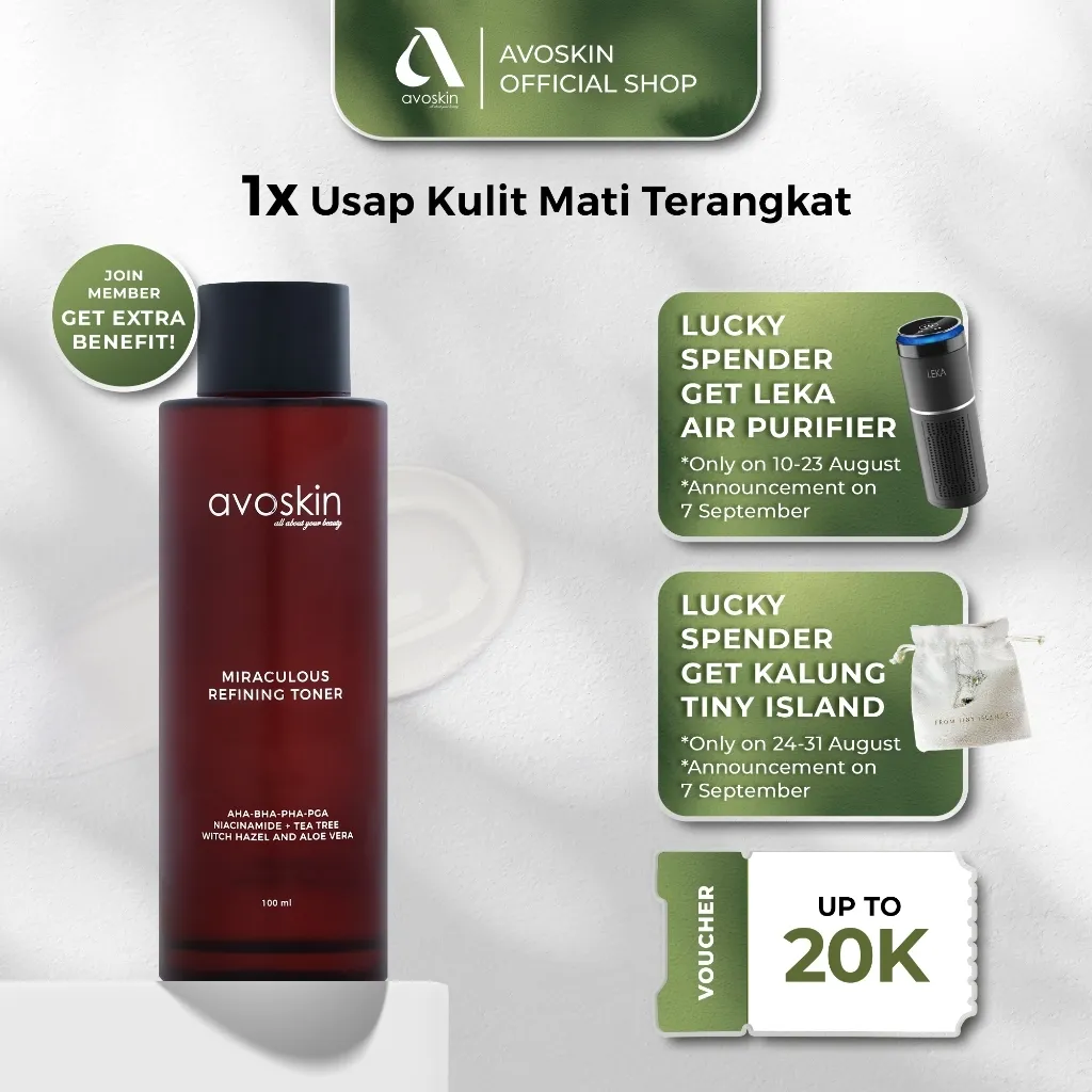 Toner Avoskin Miraculous Refining 100ml-AHA BHA PHA-Eksfoliasi Kulit Wajah