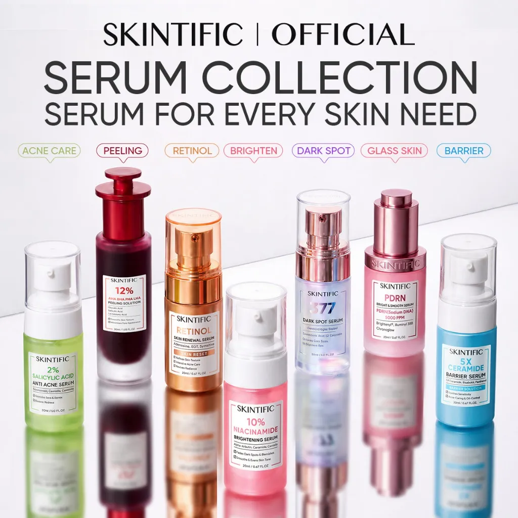 SKINTIFIC Facial Serum Series - Niacinamide Brightening / 5X Ceramide Barrier / Salicylic Acid Anti Acne / Retinol Skin Renewal / 377 Dark Spot / Acid Peeling Solution / Vitamin C Brightening Lactic Acid Exfoliating AHA BHA PHA LHA Centellac