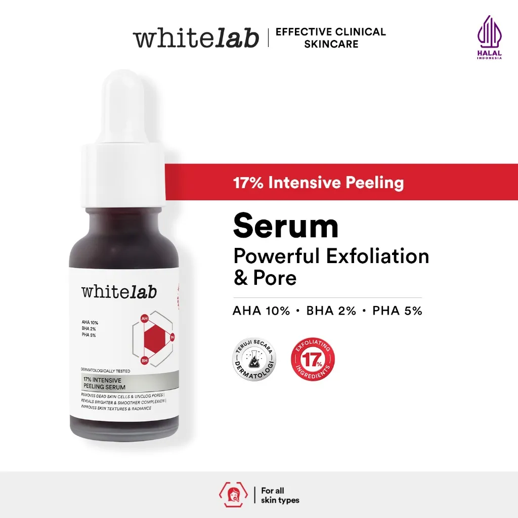 Whitelab 17% Intensive Peeling Aha Bha Pha Serum - Serum Eksfoliasi Pengangkat Sel Kulit Mati Memperbaiki Tekstur Kulit Sebum Melting Komedo [Bpom]