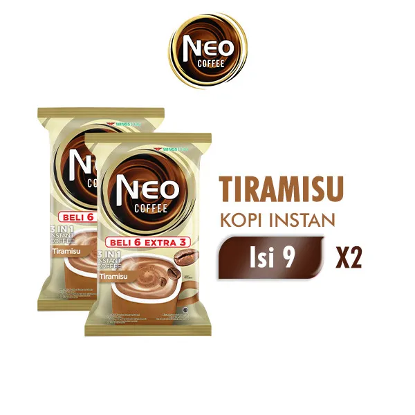Neo Coffee Kopi Instan Tiramisu Pack 20 gr isi 6 + 3 pcs x2