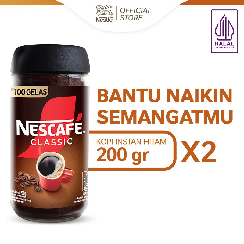 NESCAFE Classic Kopi Instan Kopi Hitam Kopi Bubuk 200g Jar 2pcs