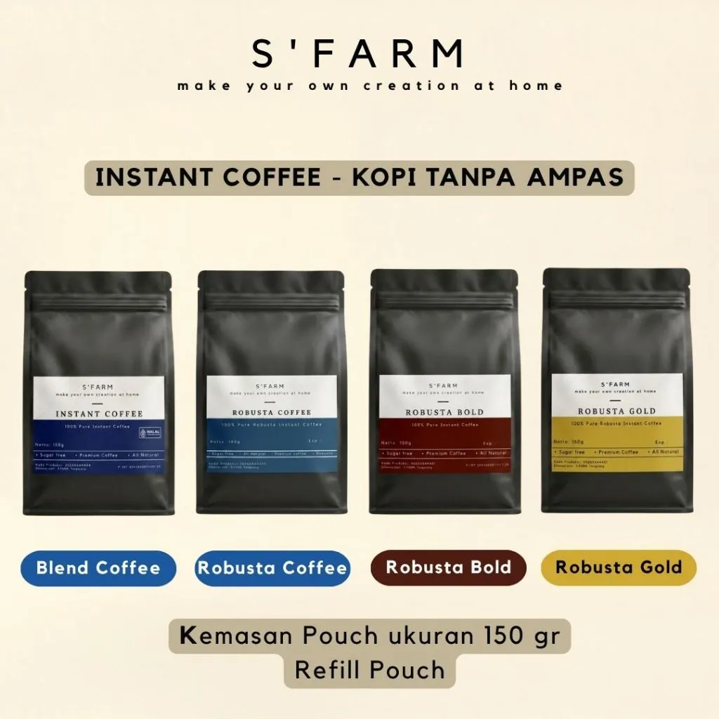 Instant Coffee - Bubuk Kopi Instan Tanpa Ampas - Kemasan Refill 150gr