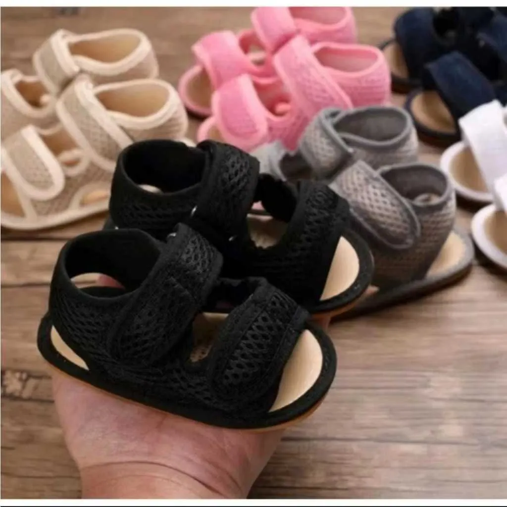 Sandal Bayi Laki Laki Perempuan Umur 0 6 12 14 Bulan | Sendal Sepatu Bayi Casual Warna Hitam Putih Abu Abu Navy