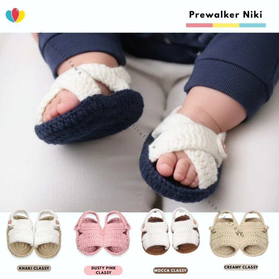 Prewalker Niki uk Bayi 0-12 Bulan / Handmade Sendal Sepatu Rajut Alas Kaki Bayi Laki-Laki Perempuan Newborn New Born Lucu Sandal Import Boy Girl uk 0 6 0 3 3-6 6-12 Baru Lahir Month kiosbalitafawa