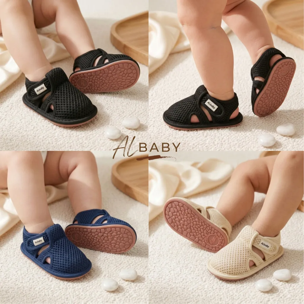 Sepatu Sandal Bayi Anti Slip Sol Lentur Prewalker Bayi 0 3 6 12 Bulan Laki Laki Perempuan Bayi 1 Tahun ALbaby BR1