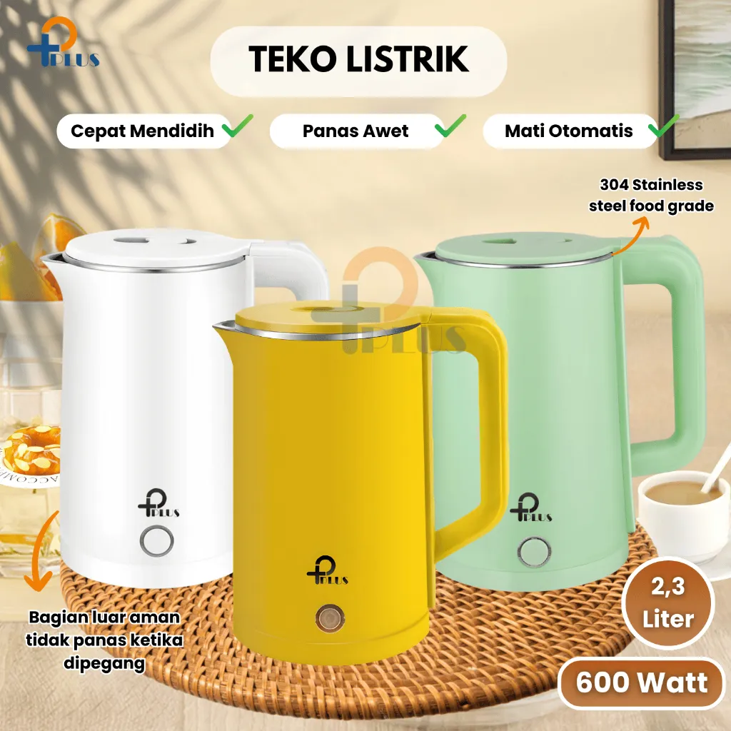Termos Air Panas Teko Listrik 600W 2,3L Pemanas Air Listrik Water Heater Kettle Listrik