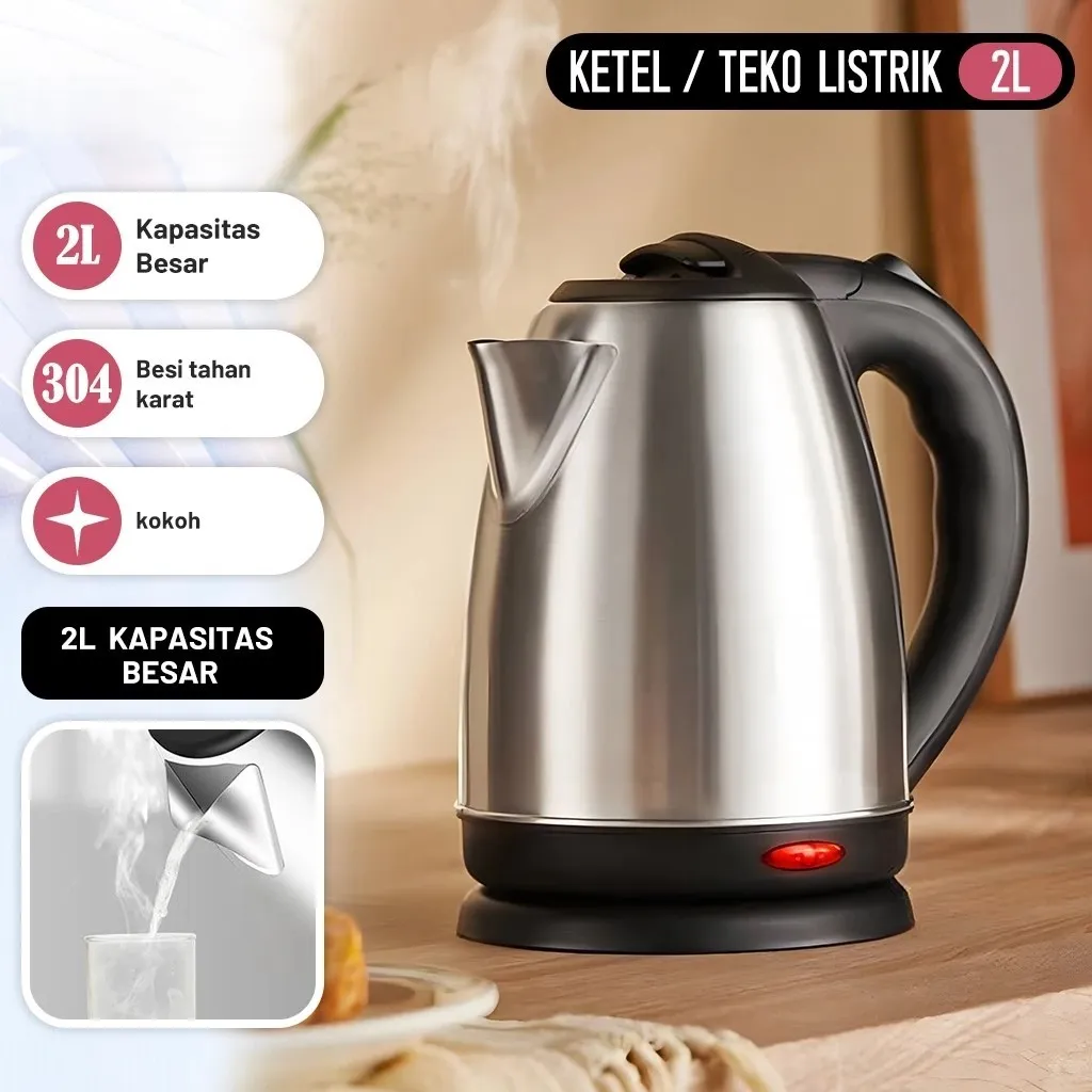 Pemanas Air Teko Listrik 2 Liter / Fast Electric Kettle 2L / Teko Listrik Tahan Lama