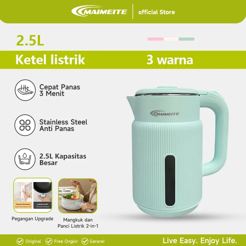MAIMEITE Teko Listrik 2.5L Electric Kettle Stainless Steel Cepat Panas Otomatis Hemat Listrik Design Estetik