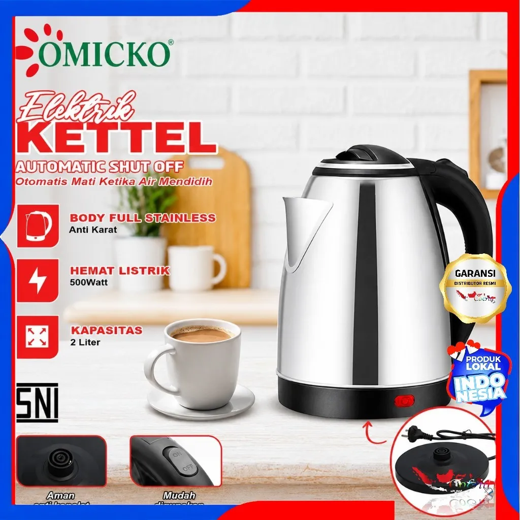 Teko Listrik Pemanas Air 2L Omicko / Kettle Elektrik 2L Omicko