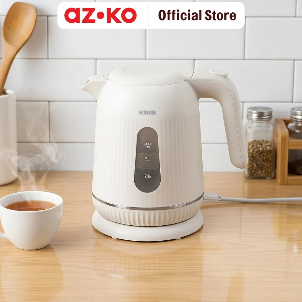 AZKO Kris Teko Listrik 1 Liter 800 watt - Putih Ketel Listrik Pemanas Air Water Boiler Electric Kettle