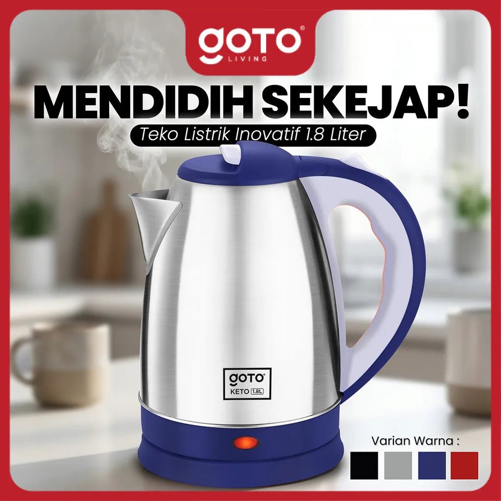 (Special Offer) Goto Keto Stainless Electric Kettle 1.8L Teko Air Panas Hemat Listrik